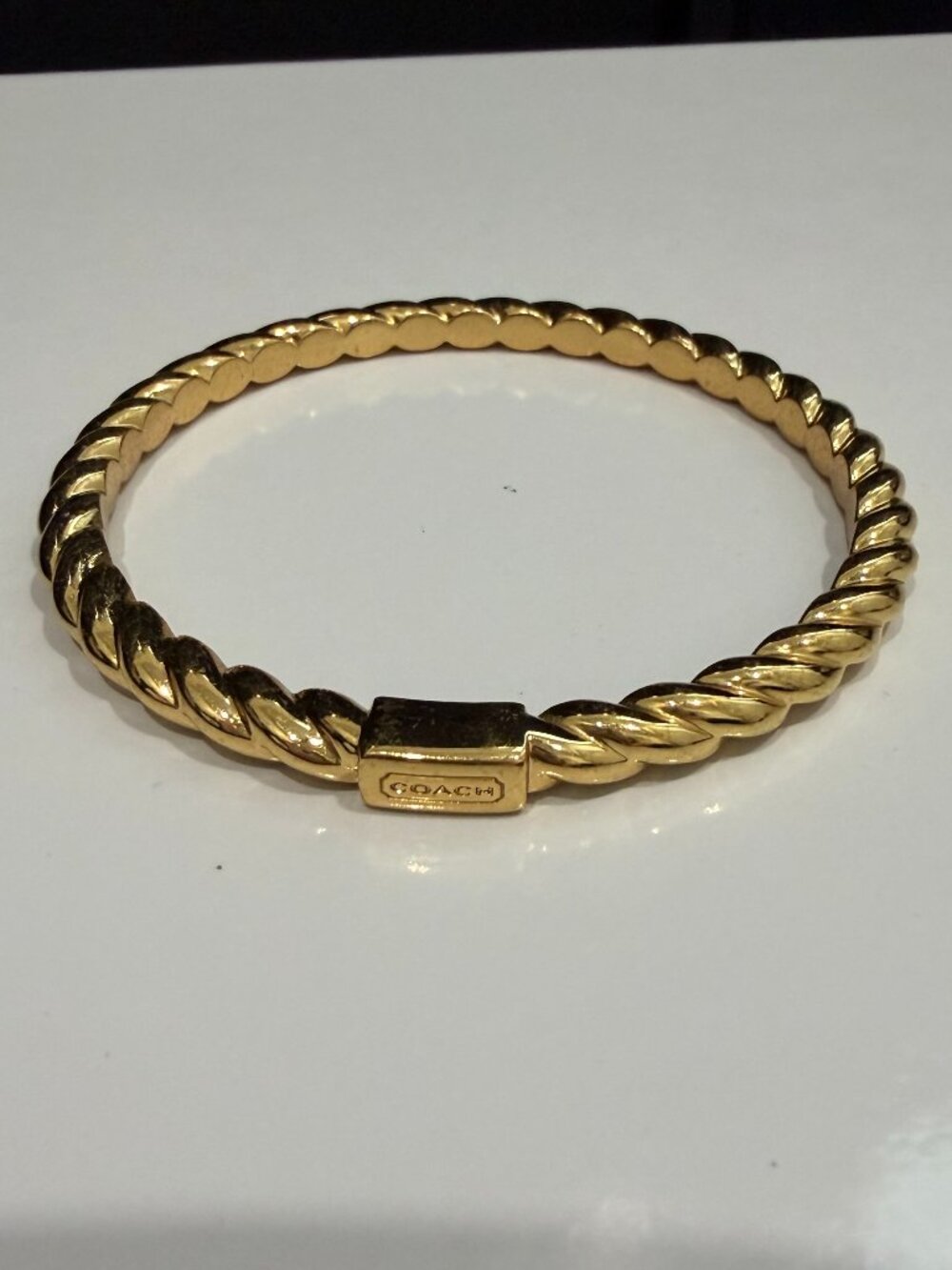 Coach Gold Twisted Rope Bangle Bracelet